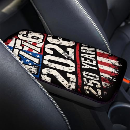 Dreaweet 1776-2026 250 Years Flag Print Arm Rest Cover for Car Soft Scratch-Proof Center Console Cover Pad Universal Armrest Cover for SUV Truck Sedan - color: 1776-2026 250 Years