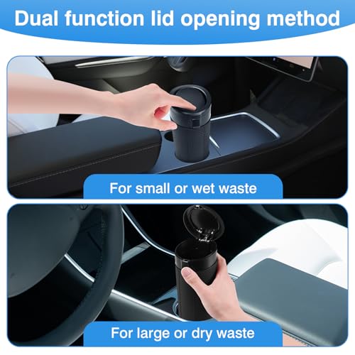 Car Trash Can Bin with Lid, 2 Packs Mini Leakproof Garbage Can for Vehicle, Cup Holder Trash Can, Small Trash Bin for Cars, Home, Bedroom, Office(Black) - color: Black 02