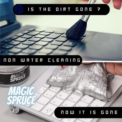 MAGIC SPRUCE Cleaning Gel for Car Interior, Universal Car Cleaning Kit With Mint Scented Luxury Silver Cleaning Gel Putty Reusable, Non-Water Keyboard Cleaner for Laptop Dust Cleaning in Containers - color: Luxury Silver
