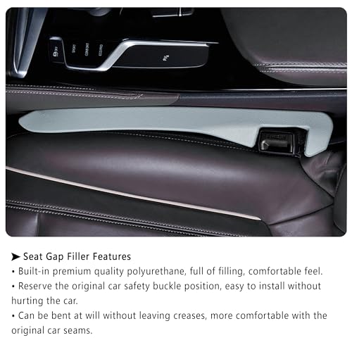Junecarp Car Seat Gap Filler 2 Pack,Flexible Car Gap Filler Organizer to Impede Items from Dropping,Essential Interior Car Accessories Seat Gap Plug Perfectly Fits Car Gap (Gray) - color: Gray/2pcs