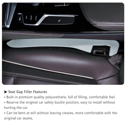 Junecarp Car Seat Gap Filler 2 Pack,Flexible Car Gap Filler Organizer to Impede Items from Dropping,Essential Interior Car Accessories Seat Gap Plug Perfectly Fits Car Gap (Gray) - color: Gray/2pcs