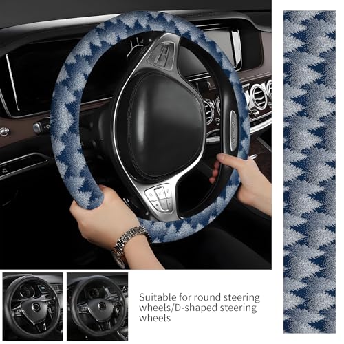 Steering Wheel Covers for Car, Truck, and SUV, Cute Non-Slip Breathable Elastic Steering Wheel, Car Accessories, Universal 15 Inch Leather Cover for Men Women Winter Trees - color: Winter Trees