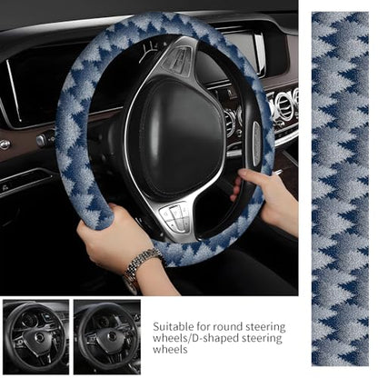 Steering Wheel Covers for Car, Truck, and SUV, Cute Non-Slip Breathable Elastic Steering Wheel, Car Accessories, Universal 15 Inch Leather Cover for Men Women Winter Trees - color: Winter Trees