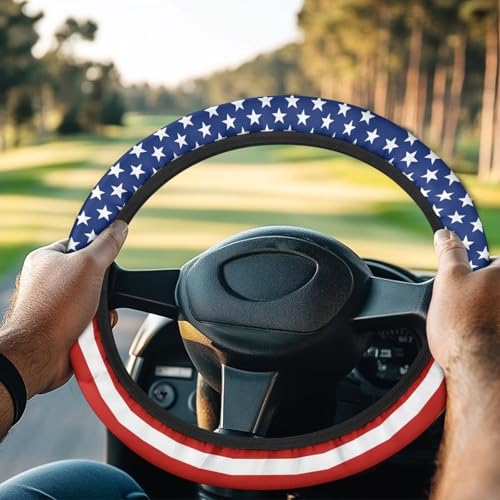 America Flag Star Stripe Golf Cart Steering Wheel Covers Sun Shade Cover Block UV Rays Cool Sun Heat Shield UV Rays Protector Vehicle Accessories - color: America Flag Star Stripe