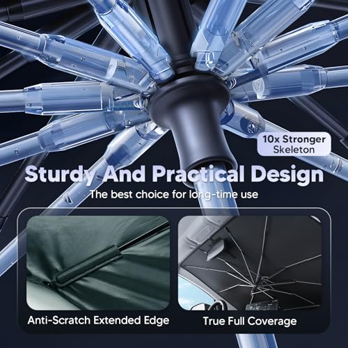 Autorder Windshield Sun Shade Umbrella for 2018-2024 Toyota Camry Accessories,Upgraded Ice Crystal Material,Easy Setup Umbrella Sunshade for Car Windshield,100% Sun Blocking - size: Toyota Camry 2018-2024