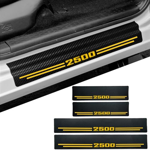 Car Accessories Carbon Fiber Door Sill Scuff Plate Auto Door Entry Guard Scratch Shield for Dodge Ram 2500 2012-2024 2025 2026 Auto Accessories (2500, Yellow) - color: YELLOW, size: 2500