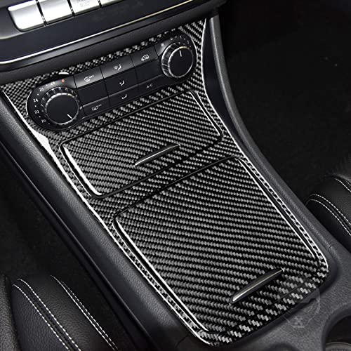 Generic Real Carbon Fiber Center Control Storage Box Surround Frame Cigarette Lighter Storage Box Cover Panel Sticker Cover Compatible with Benz CLA C117 2014-2018 GLA X156 2015-2019 Black - Kit - color: Center Control Storage Box Frame Cigarette Lighter