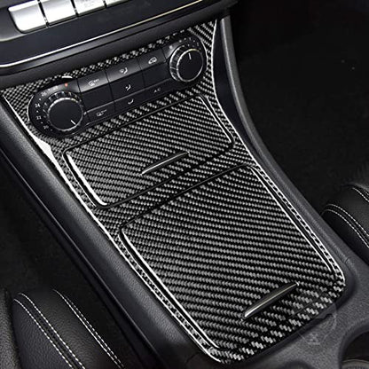 Generic Real Carbon Fiber Center Control Storage Box Surround Frame Cigarette Lighter Storage Box Cover Panel Sticker Cover Compatible with Benz CLA C117 2014-2018 GLA X156 2015-2019 Black - Kit - color: Center Control Storage Box Frame Cigarette Lighter