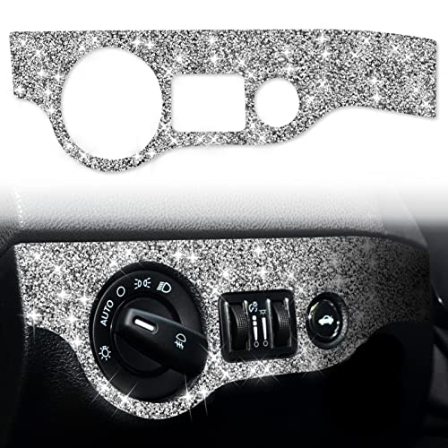 Toworldit Interior Accessories Bling Crystal Rhinestone Dashboard Decoration Cover Trim Sticker Compatible with Dodge Challenger 2015-2023 (Headlight Switch Panel Trim Sticker) - color: Headlight Switch Panel Trim Sticker