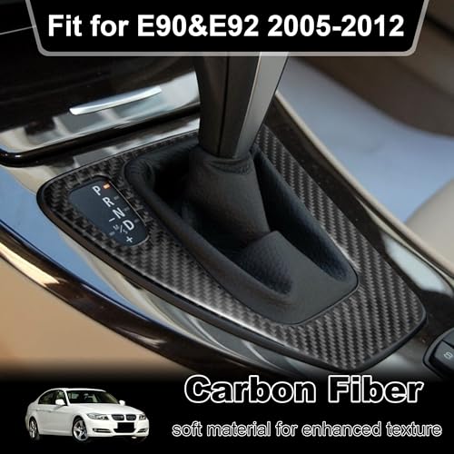 WINKA Car Gear Shifter Panel Cover Compatible with BMW E90 3 Seires Gear Shift Knob Frame Trim Carbon Fiber Interior E92 E93 325i 328i 330i 335i 2006-2012 Gear Box Shifter Panel for Car Accessories