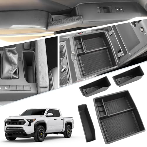 SKTU 4PCS for 2024 2025 2026 Toyota Tacoma Center Console Organizer Toyota Tacoma 2024 2025 2026 Accessories 2024 2025 2026 Tacoma Console Tray Gear Shift Side Tray Door Storage Box with Coin Holder - color: 4PCS for 2024-2026 Tacoma
