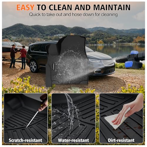 All Weather Car Floor Mats for Chrysler Pacifica 2017-2025 Gas 7 Seater Touring (Non Hybrid & Non Pinnacle)/2020-2025 Chrysler Voyager, Cargo Liner with Backrest Mat for 2025 Pacifica Accessories - size: Floor Mats for Pacifica 2017-2025 Gas