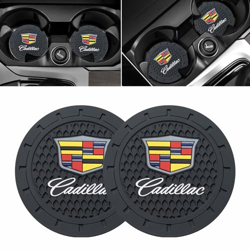 Car Cup Holder Coaster for Cadillac Recessed Silicone Cupholder Coaster Interior Accessories 2.75in 2Pack - color: Black-01