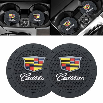 Car Cup Holder Coaster for Cadillac Recessed Silicone Cupholder Coaster Interior Accessories 2.75in 2Pack - color: Black-01