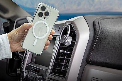 Scosche MagicMount MEMSV Elite2 Magnetic Phone Mount for Car Vent, MagSafe Phone Holder with 360° Adjustable Magnet Head, Cell Phone Stand Compatible with iPhone 16/15/14/13/12 & MagSafe Case, Silver - style: MagSafe Vent