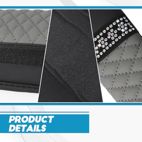 wuyaoyao 2PCS Bling Car Seat Belt Cover Pad, Breathable Leather Seatbelt Covers for Cars, Soft Comfortable Seatbelt Shoulder Strap Covers, Rhinestone Auto Seat Belt Protector Cushion (Gray) - color: Gray