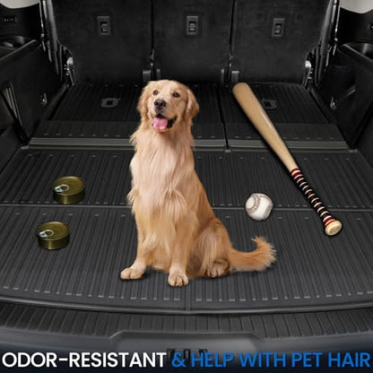 Cargo Mat Backrest Mats for 2018-2024 Ford Expedition Max/Lincoln Navigator L 7/8 Seats, All Weather TPE Trunk Mat Cargo Liner Accessories (Cargo Mat+3rd Row Backrest Mats) - style: 3rd Row Backrest Mats + Cargo Mat