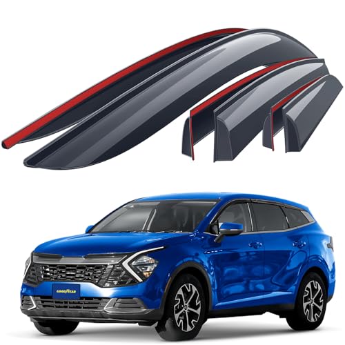 Goodyear Shatterproof Window Deflectors for Kia Sportage 2023-2026, Tape-on Rain Guards, Window Visors, Vent Deflector Visor, Car Accessories,6 pcs. - GY008642 - color: For Sportage 23-26