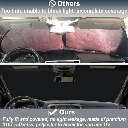 PIMCAR Windshield Sun Shade for Dodge Ram 1500 2009-2018 | Premium 310T Reflective Polyester UV/Heat Shield | Custom Fit Sunshade to Block Rays & Cool Interior - size: 2009-2018 Ram 1500