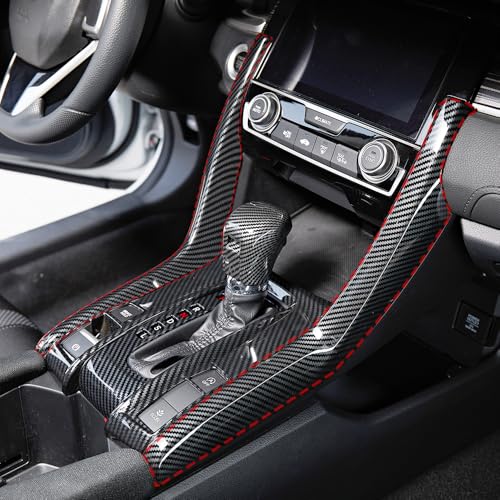 YINGTUU for Honda Civic Accessories 10th Gen 2016 2017 2018 2019 2020 2021 Side Gear Shift Panel Frame Trims Carbon Fiber Pattern - color: Side Gear Shift Panel Strips Trims