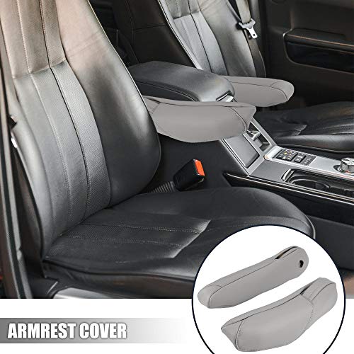 X AUTOHAUX 1 Pair Car Front Seat Armrest Cover Replacement Microfiber Leather Gray for Honda CR-V 2010-2011