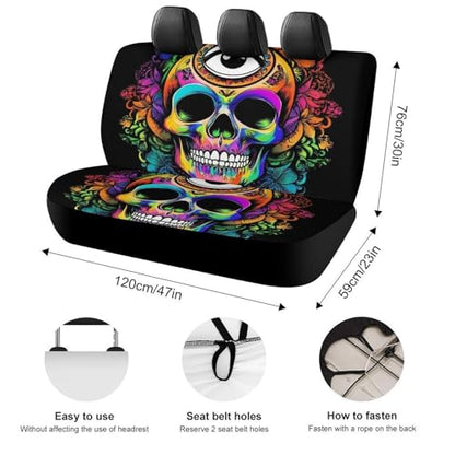 Soft Comfortable Skull Head Lotus Art Car Seat Covers Universal Fit for SUV Truck Sedan Minivan, Scratch Protection Vehicle Seat Protectors Auto Supplies - color: Pattern 437