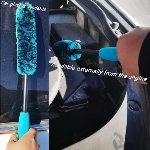 4PCS Wheel Brush Kit for Cleaning Wheel and Tire, Wheel and Rim Brush, Car Detailing Brushes, 360 Degree Bendable & Durable Car Wheel Rim Cleaner Brush Set (Blue) - color: Blue