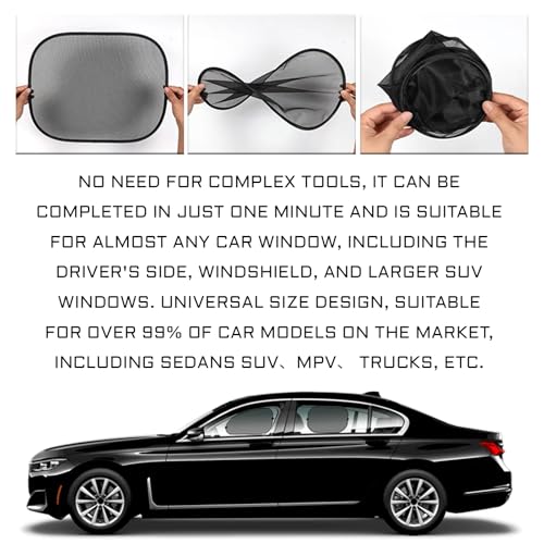 2Pcs Car Window Windshield Sun Visor, Blackout Privacy Cooling Curtain Auto Accessories, Baby Side Window Sunshade, Suitable for Napping, Camping Sun Protection