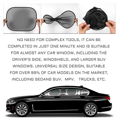 2Pcs Car Window Windshield Sun Visor, Blackout Privacy Cooling Curtain Auto Accessories, Baby Side Window Sunshade, Suitable for Napping, Camping Sun Protection