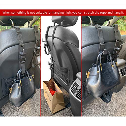 4-Pack Headrest Hooks for Car Universal Interior Auto Vehicle Back Front Seat Hanger Holder Organizer for Handbags Purses Coats and Grocery Bags - size: 4pack