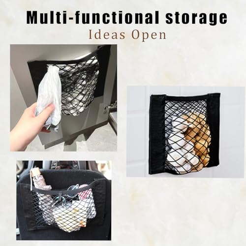 2PCS Universal Car Cargo Net with Adhesive Tape, 9.8×15.7in Trunk Storage Mesh Pocket Wall Mount Organizer Bag for Car RV SUV Boat Truck Camper Van Trailer (Black) - size: 15.7 x 9.8 inches
