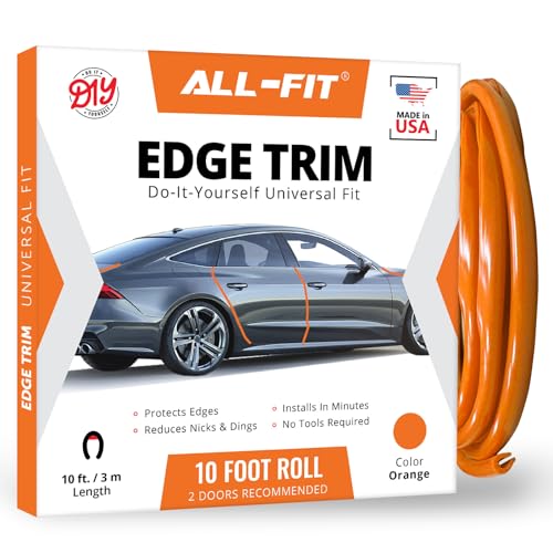 All-Fit Automotive Car Door Edge Protector – Universal DIY Edge Trim to Prevent Scratches & Dings – Flexible Adhesive Molding Trim for Cars, Trucks & SUVs (10 Ft - Orange) - color: Orange