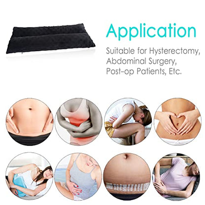 Hysterectomy Pillow Abdominal Post Surgery Pillows with Pocket Comfort for Ice Heat Packs Tummy Tuck Belly Incision Recovery Seatbelt Gifts Women Patients Minky Dot Black - color: Dotblack