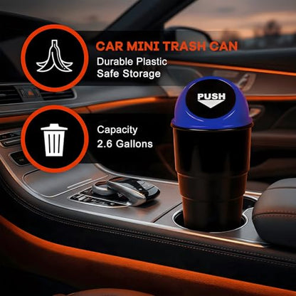Cup Holder Trash Can for Car, Leakproof Vehicle Back Seat Garbage Can Mini Portable Trash Bin with Lid, Universal Smellproof Cup Holder Garbage Bin for Cars Trucks SUVs (Blue) - color: Blue
