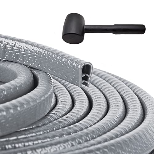 Car Door Edge Guards Gray, 32.85Ft(10M) Car Door Edge Protector Rubber U Shape Edge Trim Universal Fit for Jeep Trucks Offroad SUV All Vehicles with Rubber Mallet(Gray 32.8FT) - color: Gray