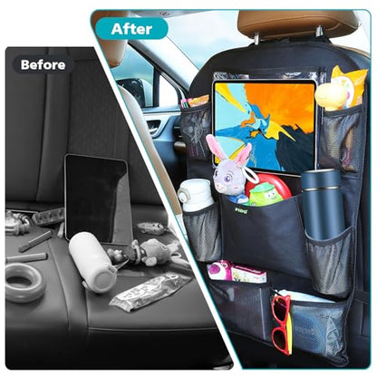 PIDO Car Seat Organizer for Backseat, Back Seat Organizer for Kids with Touch Screen Tablet Holder and 8 Pockets, Car Travel Accessories, Road Trip Essentials for Kids, 2 Pack