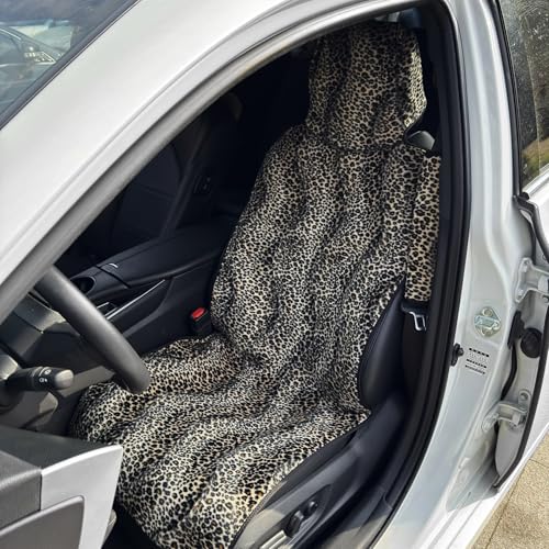 Universal Cloth Car Seat Covers Full Set with Buckle Fastening, Water-Resistant Fabric Auto Interior Protector – Fits Most Cars, SUVs, Trucks (Leopard) - style: leopard