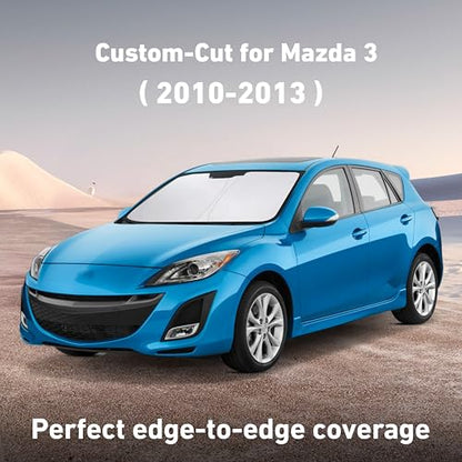EcoNour Windshield Sunshade Compatible for Mazda 3 2010-2011 2012 2013, Sun Visor for Front Windshield & Window Sun Shade Cover, UV Heat Blocker & Protector, Car Accessories - size: For Mazda 3 (2010-2013)