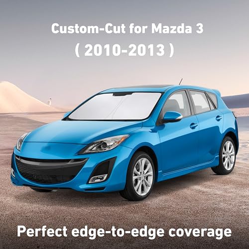 EcoNour Windshield Sunshade Compatible for Mazda 3 2010-2011 2012 2013, Sun Visor for Front Windshield & Window Sun Shade Cover, UV Heat Blocker & Protector, Car Accessories - size: For Mazda 3 (2010-2013)