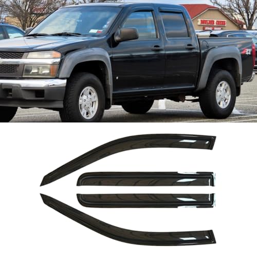 4Pcs Side Window Shade Vent Deflector,4pcs Dark Smoke Nice Wind Visors,Outside Mount Tape-On Shade Sun Rain Guards Set fit for 2004-2012 Chevy Colorado/GMC Canyon Crew Cab 94133 - size: 04-12 Colorado/Canyon Crew Cab