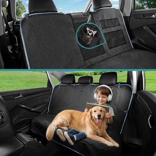 Skechers Dog Car Seat Cover for Pets GOGA MAT, Seat Extender for Dogs Waterproof Seat Cover Hammock Heavy Duty Scratch Proof Nonslip Durable Back Seat Covers for Cars Trucks and SUVs,Black - color: Black