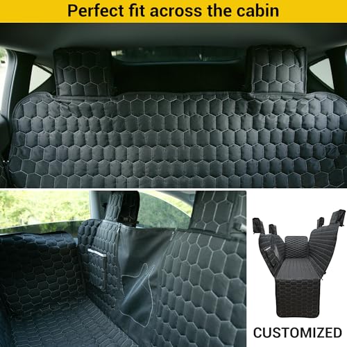 Meginc Dog Seat Covers for Tesla Model Y,Dog Hammock for Tesla with Side Flaps, 100% Waterproof Tesla Model Y Dog Accessories with Mesh Window & Headrest Protector Easy Clean up Pet Car Seat Cover - size: Cover Seat for Model Y