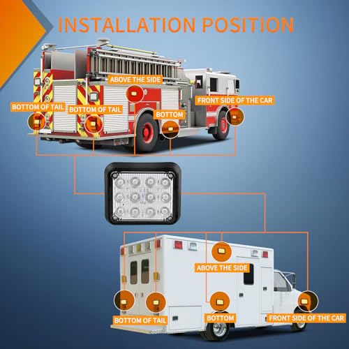Nilight 12LED Magnetic Wireless Trailer Lights 2PCS Rechargeable Portable Hazard Beacon Warning Light Amber and White Emergency Strobe Light for Trucks Trailers Vehicles Cars Bus Surface Mount - color: 12LED Amber