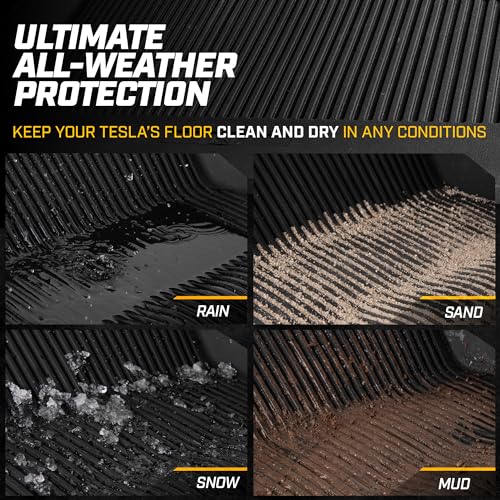 Cat® JustFit™ 3D Floor Mats for Tesla Model Y 2020–2024 Custom Fit All Weather Floor Liners, Heavy Duty Rubber Mats for Tesla Model Y – Premium Tesla Accessories for Full Interior Protection - style: Tesla Model Y (2020-2024)