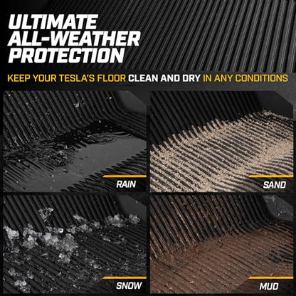 Cat® JustFit™ 3D Floor Mats for Tesla Model Y 2020–2024 Custom Fit All Weather Floor Liners, Heavy Duty Rubber Mats for Tesla Model Y – Premium Tesla Accessories for Full Interior Protection - style: Tesla Model Y (2020-2024)
