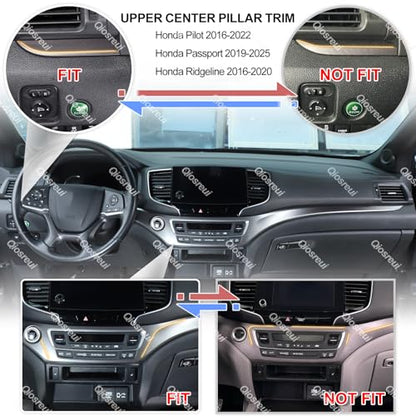 Dashboard Panel Cover for Honda Pilot 2016-2022/ Ridgeline 2016-2020/ Passport 2019-2025 Accessories, Center Console Instrument Panel Trim Strip, Dash Upper Center Panel Trim Bezel, ABS (Matt Black) - color: Matt Black