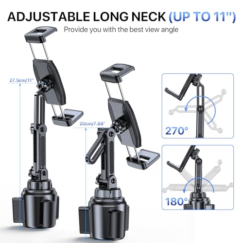Miracase [2025 Latest Upgraded Cup Holder Tablet Mount for Car, [High-Rise Clamp Arm] Adjustable Long Neck Car Tablet Holder Compatible with iPad, Pro, Air, Mini & All 6.1-12.9" Tabs - style: Tablet Mount