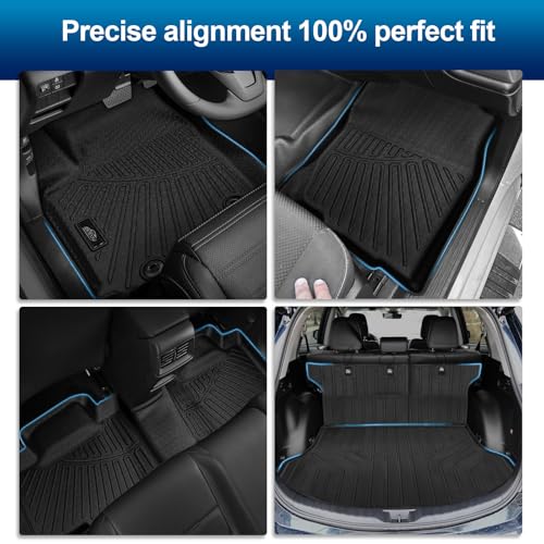 PELEUS Floor Mats for 2013-2018 Toyota RAV4 (Non-Hybrid), All Weather TPE Car Mats Full Set with Trunk Cargo Liner and Backrest Protectors, Custom Fit Interior Accessories for 2013-2018 RAV4, Black - style: For Toyota RAV4 2013-2018