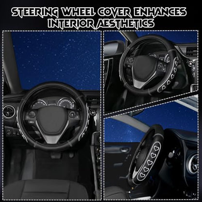Ventilated Heart-Shaped Steering Wheel Cover with Anti-Slip Leather Grip. Compatible with Ford, Toyota, Honda, Nissan, and Chevrolet Vehicles for 14.5-15.2 inch Round Steering Wheels. - color: Love White