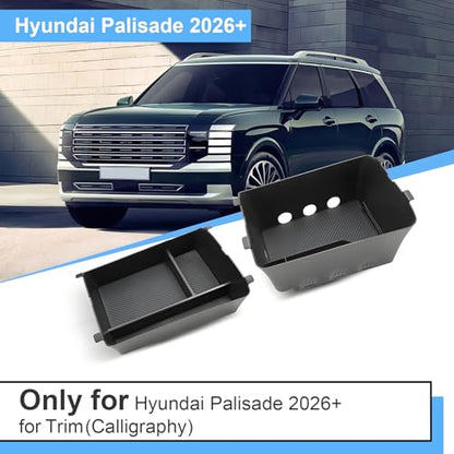 Double Layer-2026 Palisade Center Console Organizer for Hyundai Palisade (Calligraphy) (Only fit 7-Seater with Dual-Opening Center Console), Durable ABS Plastic Tray 2026 Palisade Accessories - color: Black (2pcs)